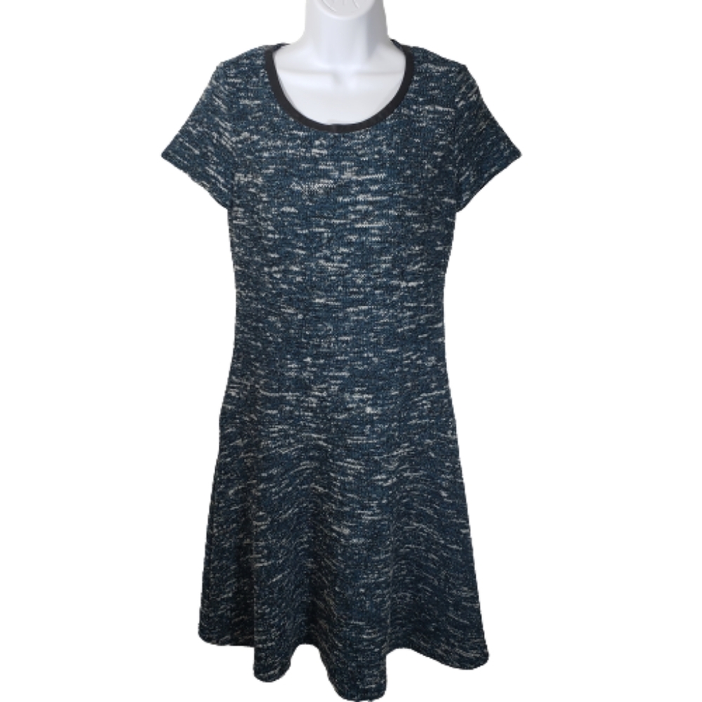 Talbots tweed knit dress fit & flare green black